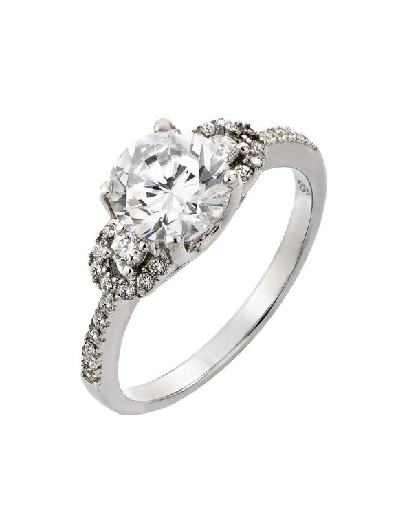 Sterling Silver 925 Rhodium Plated Past Present Future Promise Ring White CZ Female Size 9