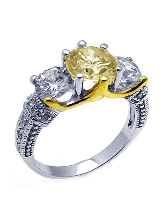 Sterling Silver 925 Rhodium Plated Past Present Future Ring White CZ Jewelry Female Size 9