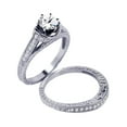 thumbnail image 1 of Sterling Silver 925 Rhodium Plated Pave Clear Cubic Zirconia Engagement Ring Set White Female Size 8, 1 of 4