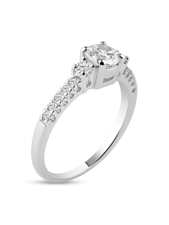 Sterling Silver 925 Rhodium Plated Pave Past Present Future Ring White CZ Jewelry Female Size 9