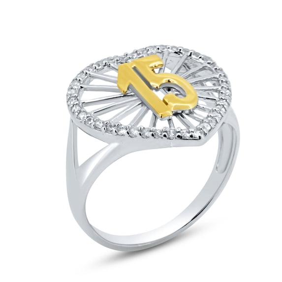 Sterling Silver 925 Rhodium Plated Quinceanera 15 Heart Ring Band White Cubic Zirconia Female Size 7