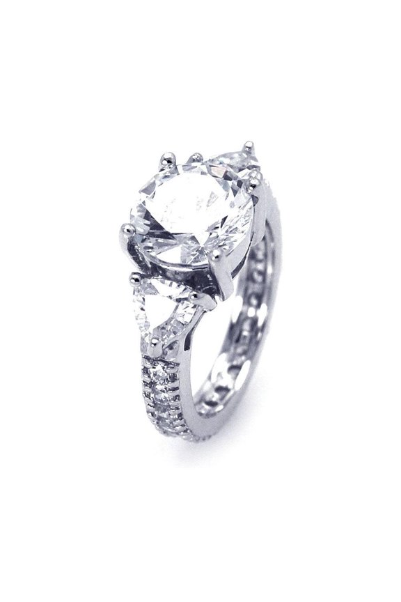 Sterling Silver 925 Rhodium Plated Round Past Present Future Ring White Cubic Zirconia Female Size 8