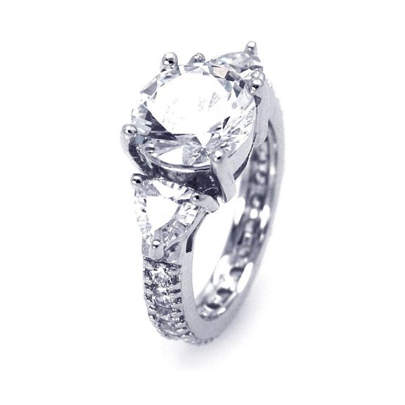 Sterling Silver 925 Rhodium Plated Round Past Present Future Ring White Cubic Zirconia Female Size 8