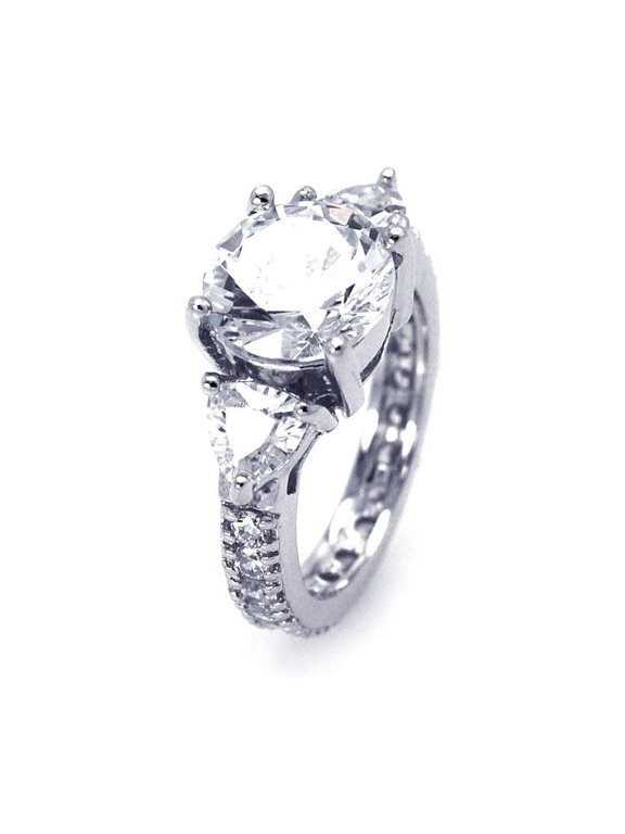 Sterling Silver 925 Rhodium Plated Round Past Present Future Ring White Cubic Zirconia Female Size 8