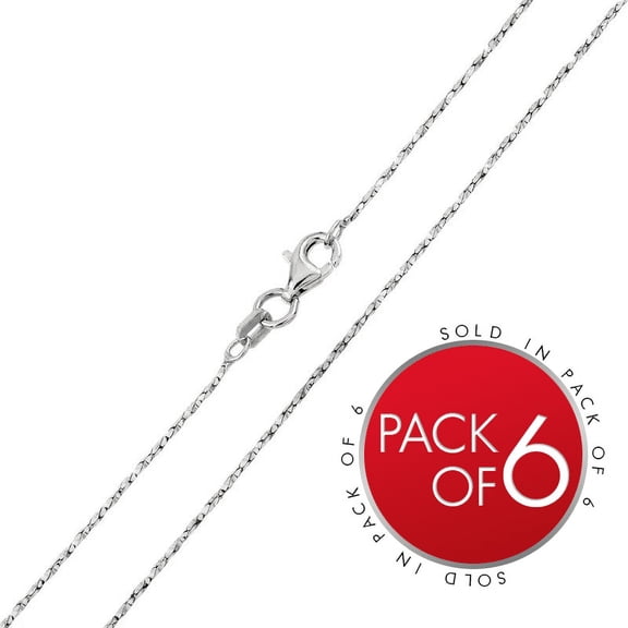 Sterling Silver 925 Rhodium Plated Twisted DC Cardono 015 Chains 0.9mm Pack of 6 16" Jewelry Female