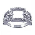 thumbnail image 1 of Sterling Silver 925 Rhodium Plated White Cubic Zirconia Link Chain Square Ring Jewelry Female Size 9, 1 of 4