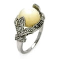 thumbnail image 1 of Sterling Silver 925 Rhodium Plated White Fleur De Lis Clear CZ Ring Jewelry Female Size 8, 1 of 4