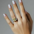 thumbnail image 1 of Sterling Silver 925 Rhodium Plated Yellow Cubic Zirconia Rectangle Wide Ring Jewelry Female Size 5, 1 of 4