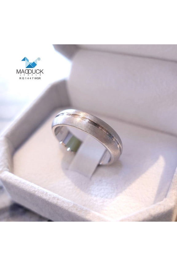 Sterling Silver 925 Ring / 6.0 mm. Comfort fit / Wedding band/ Rhodium plated Nickel-Free / MadDuckJewels RG1447WGR / Thailand Jewelry