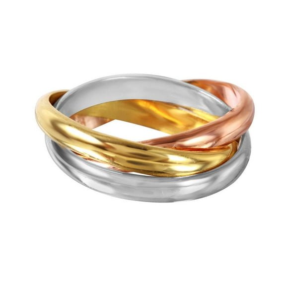 Sterling Silver 925 Rose Gold Plated Triple Rolling Band Movable Ring Jewelry Female Male Size 5