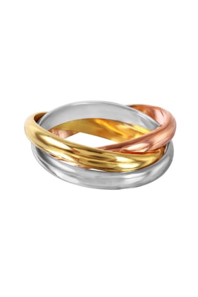 Sterling Silver 925 Rose Gold Plated Triple Rolling Band Movable Ring Jewelry Female Male Size 9