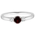 thumbnail image 1 of Sterling Silver 925 Round 5 MM Red Garnet Three Stone 925 Sterling Silver Women Promise Ring GIFT FOR HER, 1 of 5