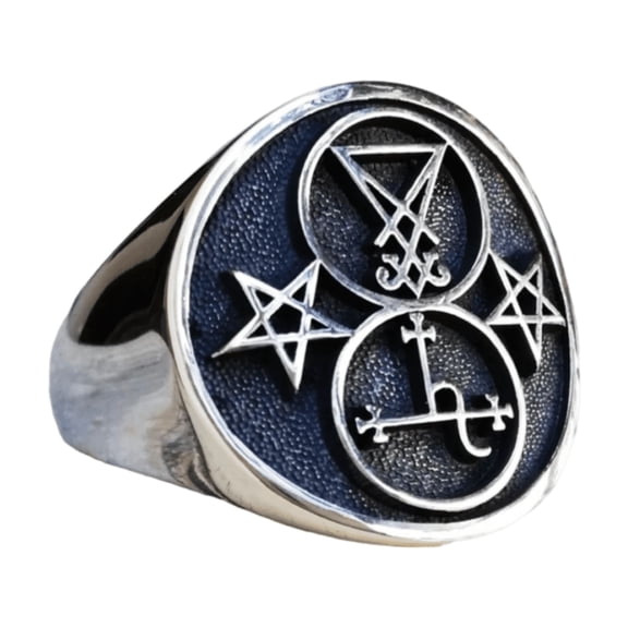 Sterling Silver 925 Sigil of Lilith Pentagram Handmade Ring Silver Statement Ring For Graduation Gift || Ali Baba Jewellery