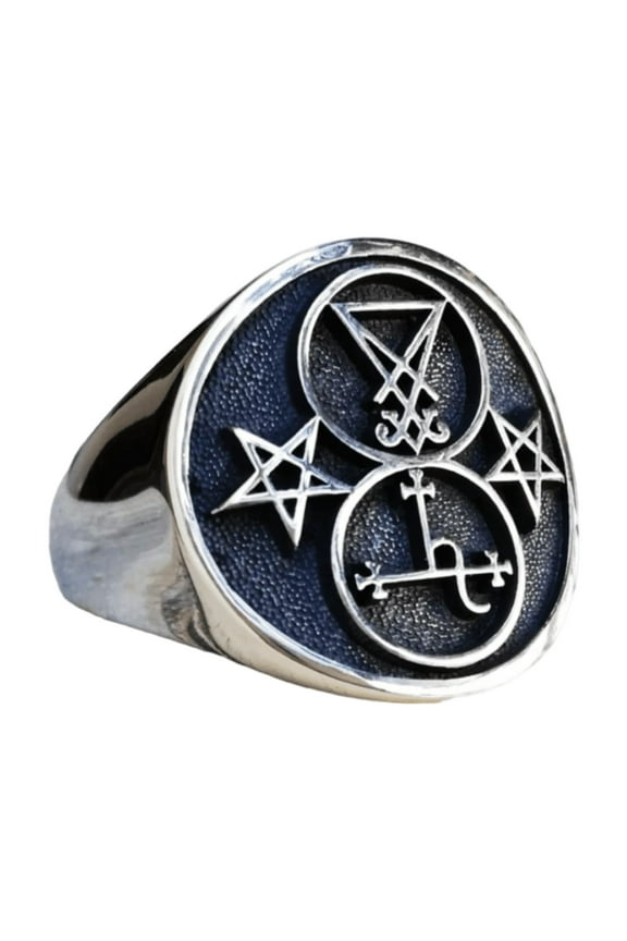 Sterling Silver 925 Sigil of Lilith Pentagram Handmade Ring Silver Statement Ring For Graduation Gift || Ali Baba Jewellery