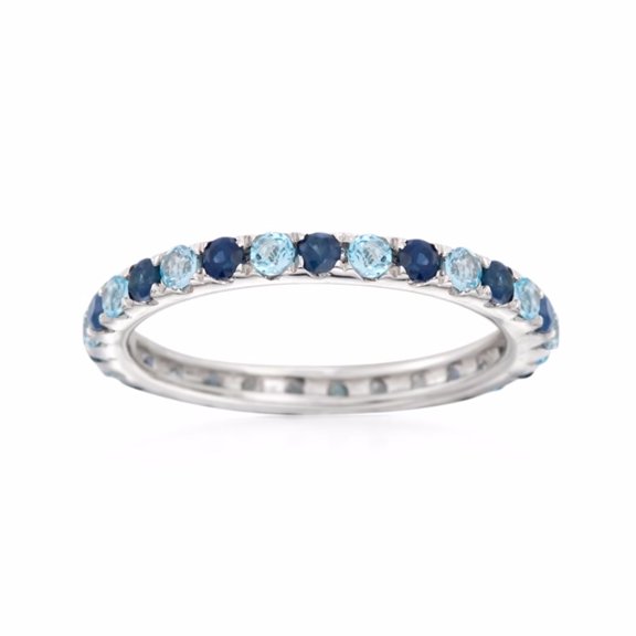 Sterling Silver 925 Swiss Blue Topaz,Blue Sapphire Ring