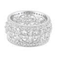 thumbnail image 1 of Sterling Silver 925 Vintage Flower Wide Filigree Eternity Ring White CZ Jewelry Female Size 8, 1 of 4