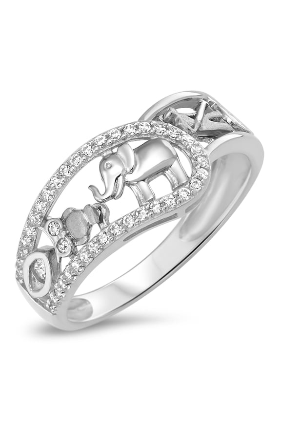 Sterling Silver 925 Women's Good Luck Charm Elephant Owl Ring