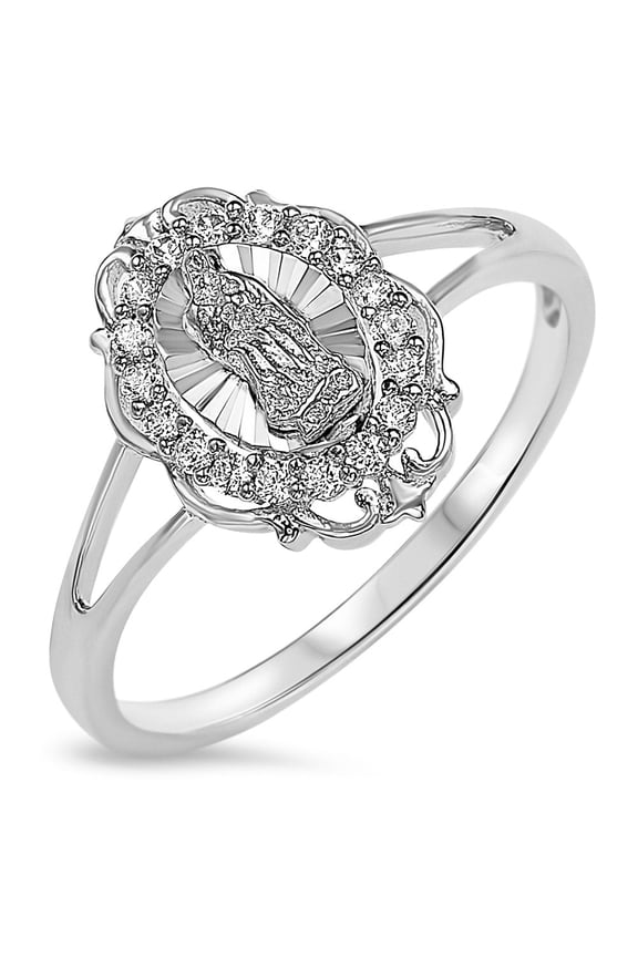 Sterling Silver 925 Women's Virgin Mary Lady Guadalupe Ring