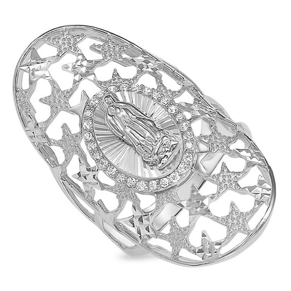 Sterling Silver 925 Women's Virgin Mary Lady Guadalupe Ring