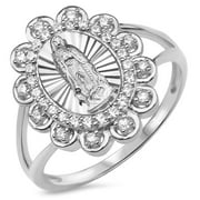 TESORI & CO Sterling Silver 925 Women's Virgin Mary Lady Guadalupe Ring