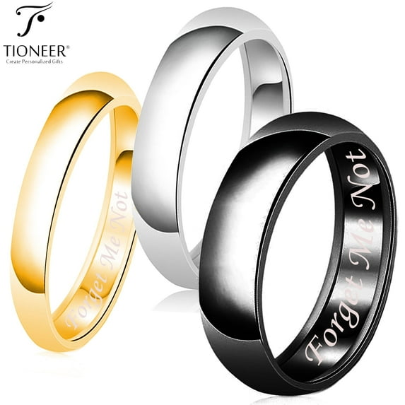 Sterling Silver 925 in Silver / 14K Gold / Black Rhodium Plated Wedding Band Promise Ring Comfort Fit 2mm - 8mm Forget Me Not Engraved