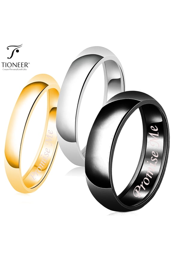 Sterling Silver 925 in Silver / 14K Gold / Black Rhodium Plated Wedding Band Promise Ring Comfort Fit 2mm - 8mm Promise Me Engraved