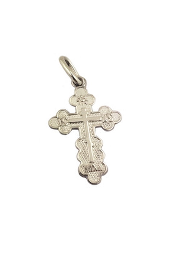 Sterling Silver 935 Three bar Cross Icxc Nika On the Back Side "Save Us" 1 inch including bail
