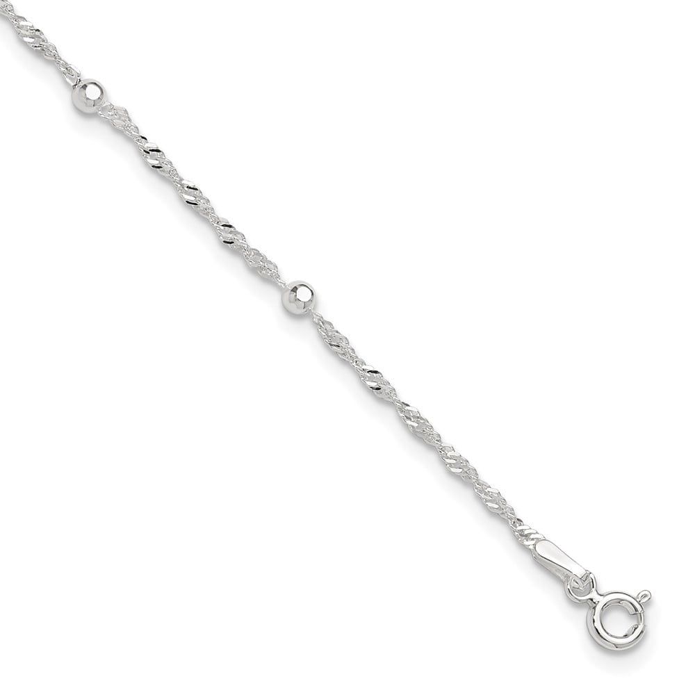 Sterling Silver 9in Plus 1in ext. Anklet