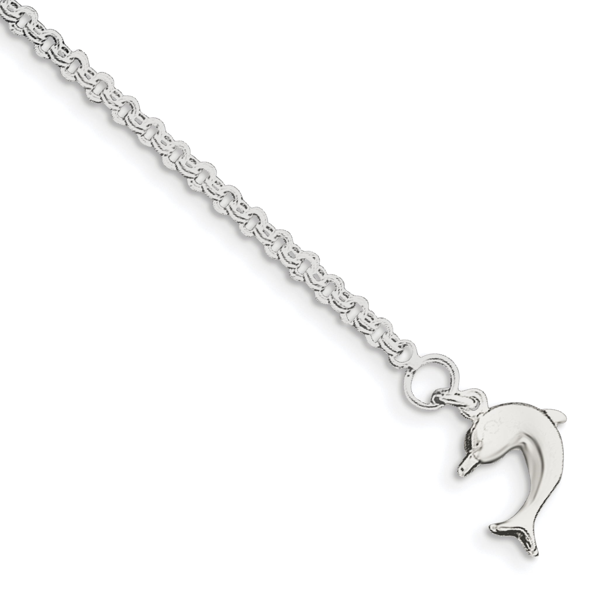 Sterling Silver 10inch Hollow Polished 3-Dimensional Dolphin