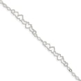 thumbnail image 1 of Sterling Silver 9inch Polished Fancy Heart Link Anklet, 1 of 1