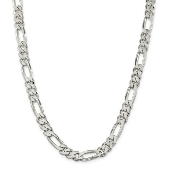 Sterling Silver 9mm Figaro Chain Necklace - 85.2 Grams - 28 Inch