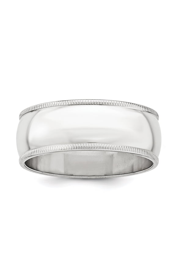 Sterling Silver 9mm Half Round Milgrain Band
