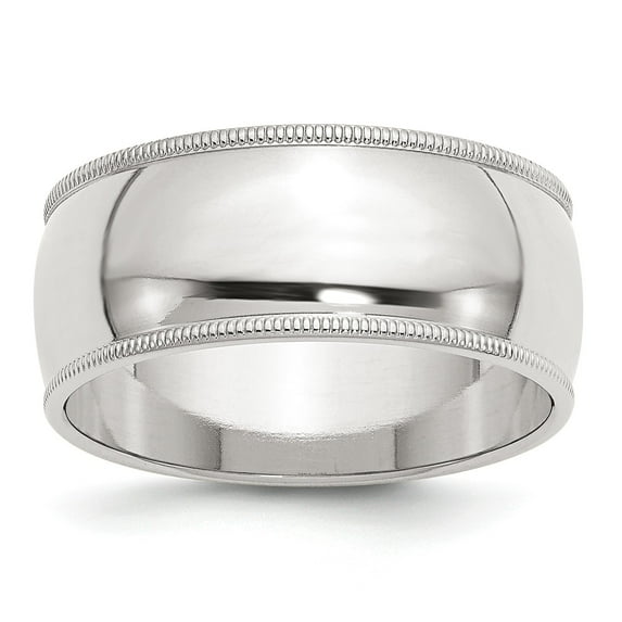 Sterling Silver 9mm Half Round Milgrain Band