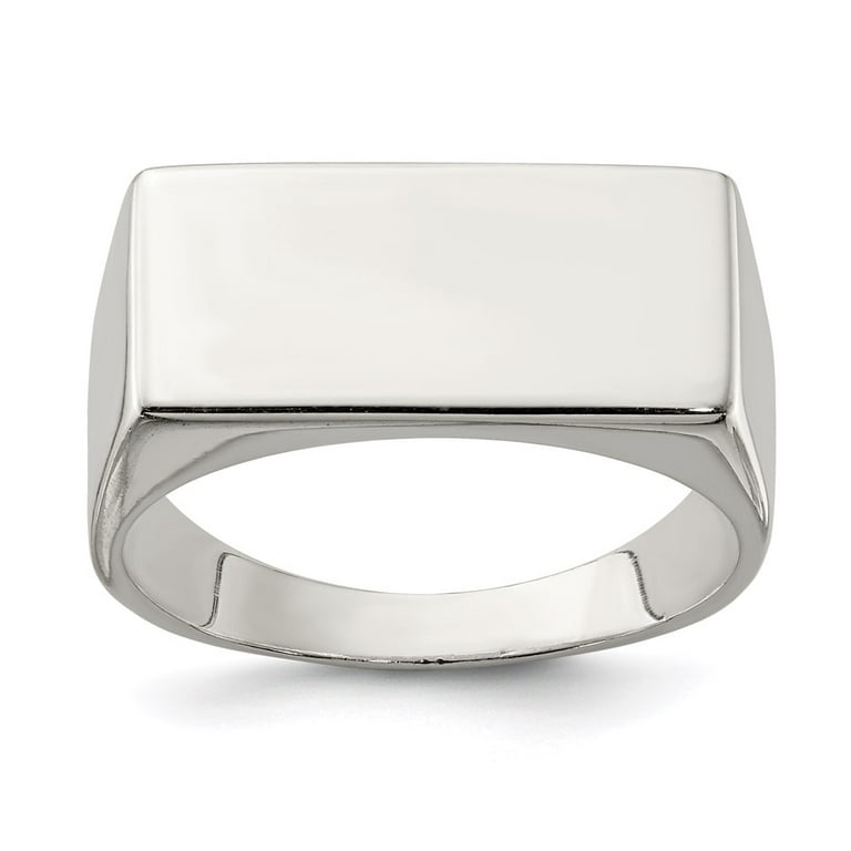 Sterling Silver 9x19mm Rectangle Closed Back Signet Ring - Men's Sizes Sterling Silver 9x19mm Rectangle Closed Back Signet Ring - Men's Sizes