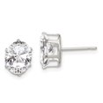 thumbnail image 1 of Sterling Silver 9x7 Oval Cubic Zirconia Stud Earrings, 1 of 3