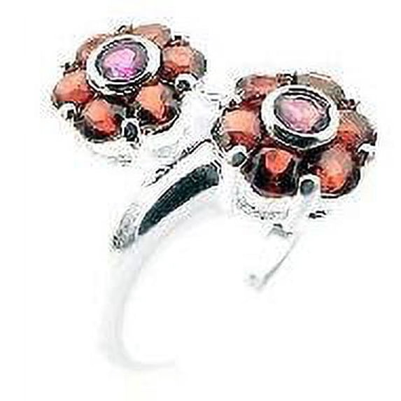 Sterling Silver AMETHYST and GARNET Flower Ring