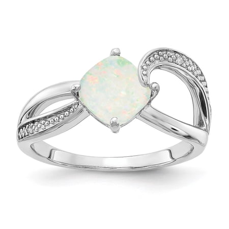 Sterling Silver ANC CR OPal & Diamond Ring