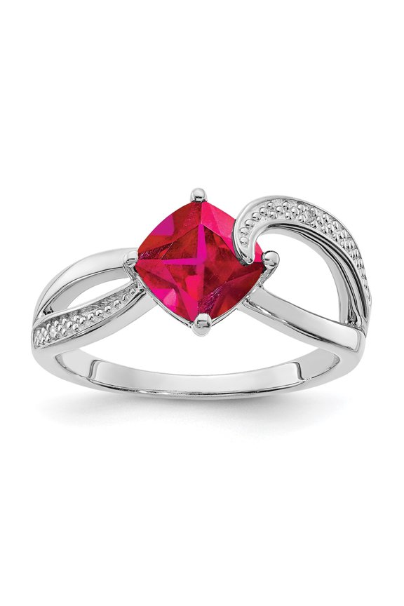 Sterling Silver ANC CR Ruby & Diamond Ring