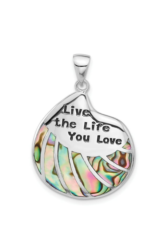 Sterling Silver Abalone Pendant Necklace for Women with Inspirational Message, Ocean Shell Design, Spiritual Motivational Empowerment Charm Jewelry