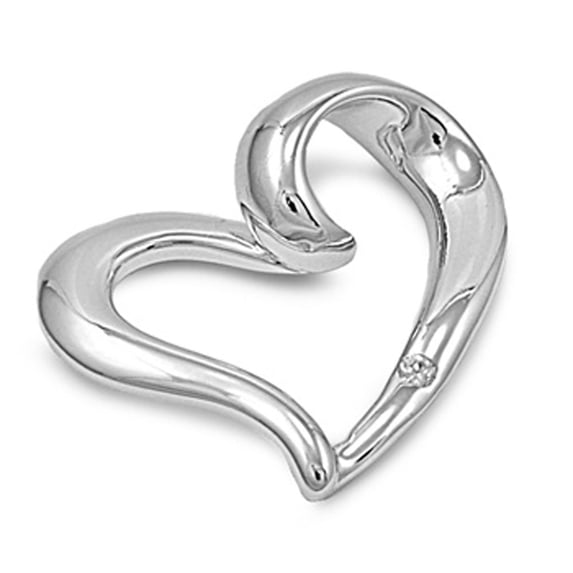 Sterling Silver Abstract Filigree Swirl Heart Clear Cubic Zirconia Pendant Charm 925 Jewelry Female