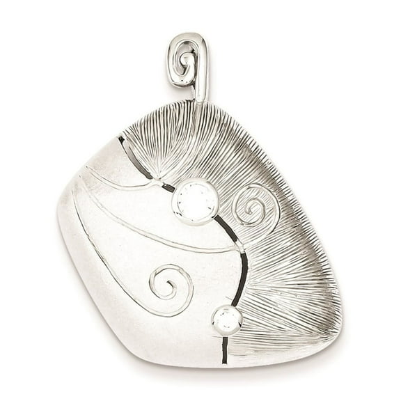 Sterling Silver Abstract Pendant Necklace for Women with Spiral and Feather Design, Geometric Boho Jewelry, Artistic Modern Style, Polished Dot Accents, Artisan Nature Symbol