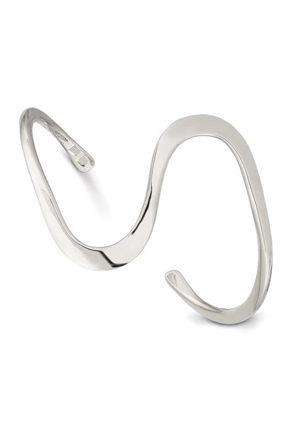 Sterling Silver Abstract Wave Cuff Bracelet