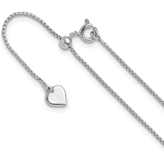 Sterling Silver Adjustable 1.2mm Round Box Chain - 30"- Made In Italy