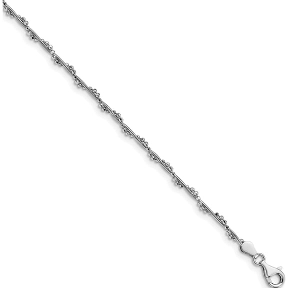 Jewelry by Sweet Pea Sterling Silver Rhodium-plated Twist 9 inch Plus 1 inch Extender - Total 10 inch Anklet