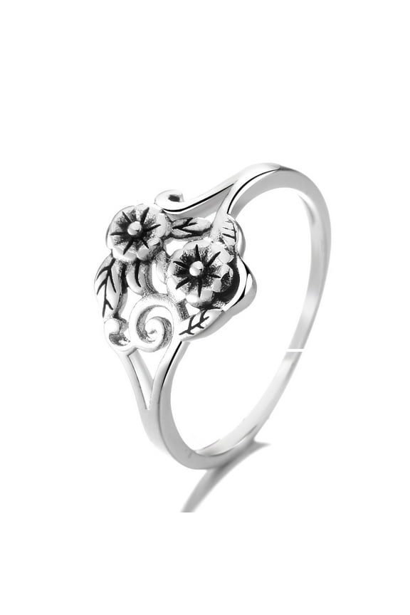 Sterling Silver Adjustable Artisan Wild Flower Ring