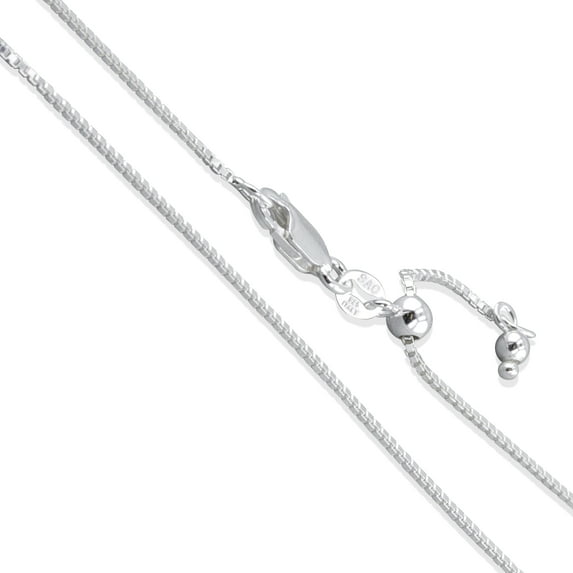 Sterling Silver Adjustable Box Chain 1.1mm Genuine Solid 925 Italy Necklace 22" Jewelry Female