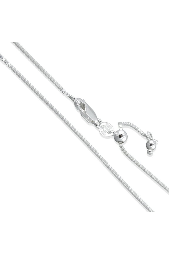 Sterling Silver Adjustable Box Chain 1.1mm Genuine Solid 925 Italy Necklace 30" Jewelry Female