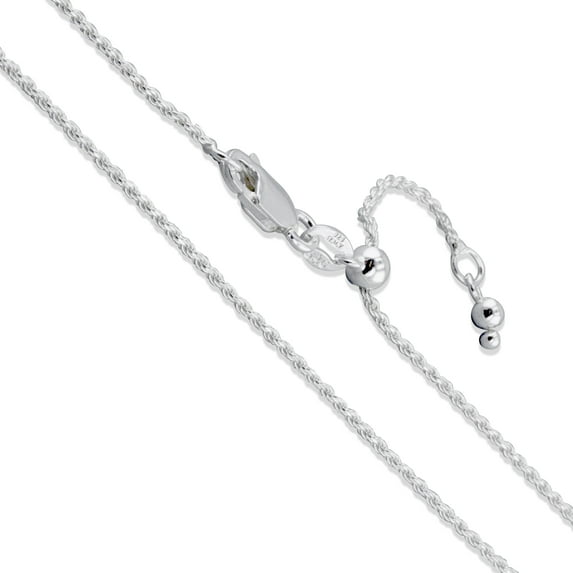 Sterling Silver Adjustable Diamond-Cut Rope Chain 1.4mm Solid 925 Italy New Necklace 22"