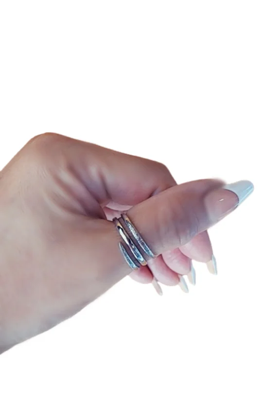 Sterling Silver Adjustable Hammered Thumb Ring - Unique Wrap Around Coil Ring for Women