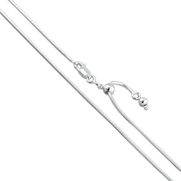 Sterling Silver Adjustable Magic Round Snake Chain 1.2mm Solid 925 Italy Necklace 22" Jewelry Female